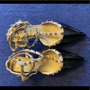 Valentino Rockstud Strappy Pointed Toe Pump